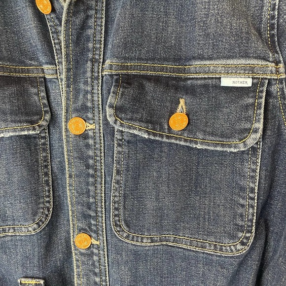 MOTHER Belted Veteran Denim Jacket in Wicked Wildflower wash XS - Picture 8 of 13